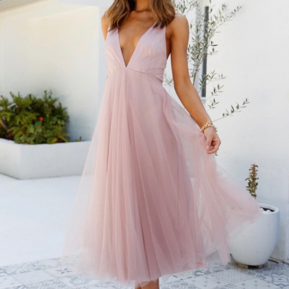 Hello Molly Blush Cinderella Tulle Midi Dress - 6